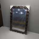 Wall Mirror with Rustic Wood Frame, 28"x20" Solid Wood Vanity Mirror for Bathroom, Bedroom, or Entryway, Vertical or Horizontal Mount