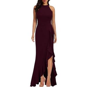 WOOSEA Women's High Neck Split Bodycon Mermaid Evening Cocktail Long Dress
Size M
