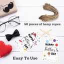 50Pcs Happy Father's Day Tags - 2.1x3.5 Inch Gift Tags for Father's Day with String - Colorful Gifts Labels for Gift Boxes, Beer Bottle, DIY Craft Party Favor Wrapping Supplies - A04