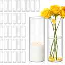 36-Pack Clear Glass Cylinder Vases 2.6"x8" Bulk Wholesale Party Supplies, Wedding/Baby Shower Decor, Tall Vases & Candle Holders for Floral