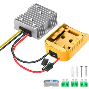 20v to 12v Step Down Converter,Compatible with Dewalt 20V Battery,DC 12V 20A 240W Buck Converter,Multi-Layer Safety Design Function Over Discharge Protection with Switch 30A Fuse,Wire Terminals
