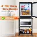 32" H Mini Fridge Stand with Storage - Avoid Bending Over Fit Elderly Pregnant Women Mini Fridge Shelf 4-Tier Small Refrigerator Stand with Adjust Storage Space Stainless Steel Wheel 19.7" L x 19.7" W
