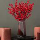 RECUTMS 5 PCS Christmas Red Berry Stems, Artificial Burgundy Berry Picks for Christmas Tree Decorations, Crafts, Wedding, Holiday Home Decor