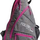 Franklin Sports Pickleball Bags - Sling Bag Backpack for Gear + Equipment - Men + Women - Holds Paddles, Balls + Accessories (One Size, Gray/Pink)