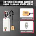 12V DC Single Acting Hydraulic Power Unit, 8L Hydraulic Pump Plastic Reservoir, 3000 PSI for Dump Trailers, Snow Plows, Log Splitters, Lift Gates