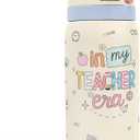 Teacher Stainless Steel Water Bottle, In My Teacher Era, Vacuum Insulated, Push-Button Lid, 32 oz, Gifts for Women Girls Friends Back to School Appreciation Birthday Christmas