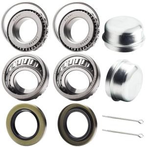 2 Set Fits for 1'' Axles Trailer Wheel Hub Bearings Kit, L44643/L44610,1.000" ID, 1.980" OD, 0.580" Width12192TB Seal OD 1.980'',Dust Cover and Cotter Pin.