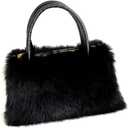 QMFUR Women's Shoulder Handbags Furry Fluffy Fuzzy Faux Fur Tote Bag Satchel Handles Handbag