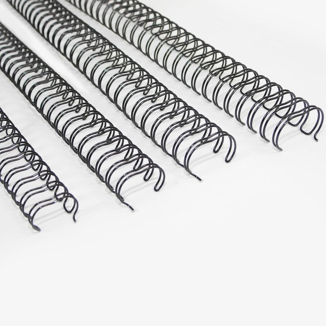 Rayson Double Loop Binding Wires, Mixed Sizes (7/16", 1/2", 9/16", 5/8"), 3:1 Pitch 32-Loop Black, Pack of 96