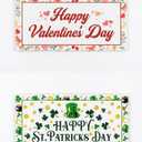 YQV Reversible St. Patrick’s Day Decor, 6x12In DoubleSided Valentines Door Decorations, Shamrock Welcome Wreath Sign Wall HangerC01