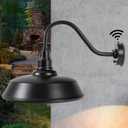 Barn Lights Outdoor 15" Large Waterproof Dusk to Dawn Gooseneck Wall Sconce Black Industrial Exterior Farmhouse,House, Storefront, Garage, Patio, Sign Lighting
