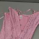 SZIVYSHI Corset Tops for Women, Bustier Shapewear Lingerie, Lace Waist Push Up Bodysuit (X-Small, Pink)