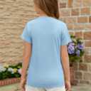 ZDC Girls Short Sleeve T Shirts Kids Summer Basic Tee Crewneck Cute Tops | Cute Tops, Solid Color, School Shirt, 5-14 Years (Blue)