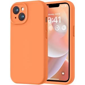 LOVE 3000 Designed for iPhone 14 Case, Premium Silicone with [Soft Anti-Scratch Microfiber Lining] Shockproof Protective Phone Case for Men Women Girls 6.1", Bright Orange