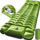 Sleeping Pad, Ultralight Inflatable Sleeping Pad for Camping with Pillow, Built-in Pump, Ultimate for Camping, Hiking - Airpad, Carry Bag, Repair Kit, Compact & Lightweight Camping Pad (Green) 