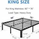 12 Inch High Metal King Bed Frame No Box Spring Needed, Heavy Duty King Size Bed Frame Platform, Noise Free, Easy Assembly, Black