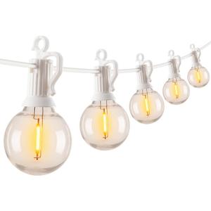 Brightown Outdoor String Lights, 50FT 25 G40 Bulbs Shatterproof Patio Lights, IP65 Waterproof Dimmable Hanging Connectable Globe LED Outdoor Lights for Backyard, Bistro, Porch, Deck, Balcony, White