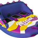 Inflatable Water Towable Tube for Boats Heavy-Duty 1-3 Rider Tow Tube with Reinforced Handles, Quick-Connect Tow Rope, Rapid Air Valve (Bright Blue Mutil, 3)