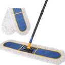KeFanta 36" Commercial Dust Mops for Floor Cleaning,Industrial Dry Mop with Heavy Duty Long Handle,Large Cotton Reusable Mop Head,for Hardwood,Tile,Concrete,Laminate,Garage Floors(Blue)