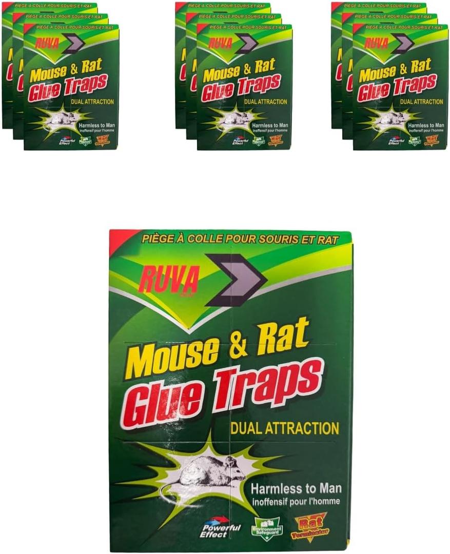 Ruva Mouse Glue Traps Indoor for Home – XXL 12.4” x 12.4” Large Sticky Traps for Mice, Rats & Snakes – Heavy Duty Rat Traps Indoor & Outdoor – Pest Control Glue Boards for Rodents & Insects – 10 Count