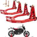 Aluminum Motorcycle Stands Front and Rear 880lbs Heavy Duty Wheel Lift Combo Swingarm Spool Peddock Stand for Yamaha Honda Kawasaki Suzuki U+L Red