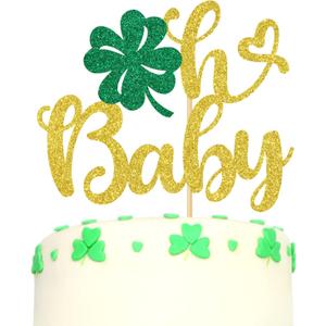 2 x St.Patrick Theme Oh Baby Cake Topper, Baby Shower/Baby Baptism/Gender Reveal Party Decorations Supplies