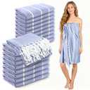YSYJ 18 Pack Turkish Beach Towel 36 x 71 Inches Beach Towels Soft Lightweight Extra Large Pool Towels Quick Dry Sand Free Turkish Bath Towels Navy
