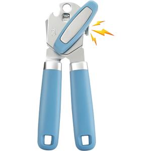 Heavy Duty Manual Can Opener with Magnet and Bottle Opener, Vayvnt Stainless Steel Can Opener, Oversized Handle Easy Use, Multifunctional Kitchen Essentials for Seniors, Sharp Blade&Smooth Edge, Blue