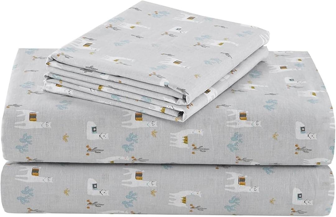 Comfort Spaces 100% Cotton Sheet Set Breathable, Lightweight, Soft with 14" Elastic Pocket Fits up to 16" Mattress, All Season Cozy Bedding, Matching Pillow Case, King Lama Multi 4 Piece