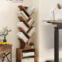 VASAGLE Custos Collection - Tree Bookshelf, Modern Bookcase, Floor Standing Book Shelf, for Bedroom, Living Room, Home Office, 2 Open Compartments, 8 x 15 x 48.5 Inches, Rustic Brown ULBC607K01, 7 Tiers