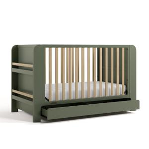 Graco Read-with-Me 4-in-1 Convertible Crib with Drawer, Olive and Driftwood