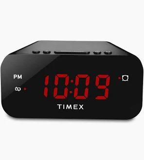 Timex Alarm Clock with Large Display, Includes 120V Power Adapter – Black (T121B)