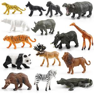 15 Wild Animal Figurines for Kids, Plastic Safari Animal Toys Tiny Portable Jungle Creature Figures Playset Montessori Toys Educational Game for Homeschool Preschool Toddler Kids