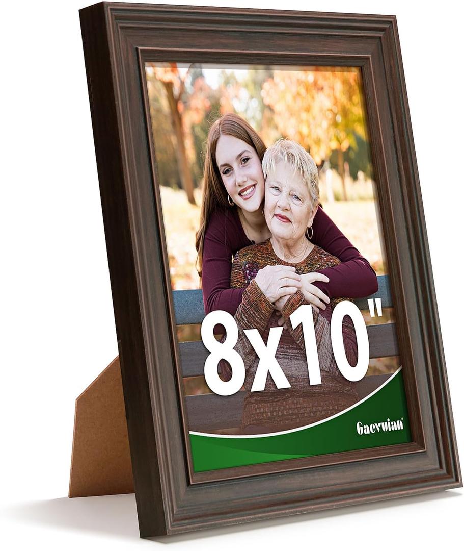 8x10 Picture Frame, High Definition Glass for 8 x 10 Photo Frame, Vintage Picture Frames 8x10 Rustic Distressed Pattern, Wall and Tabletop Display, Brown 1Pack