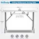 Sew Ready Folding Multipurpose Sewing Table - 47.5" W x 28" D Foldable White Hobby and Sewing Machine Table with Adjustable Shelf - Can Also Be Used as Computer Desk