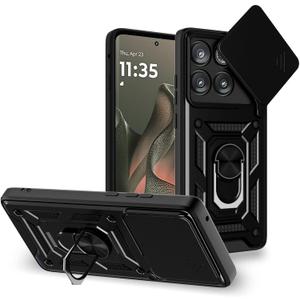 for Motorola Edge-2025 Case Sliding Camera Cover and Multi Angle Stand for Moto Edge 2025 Case,Black