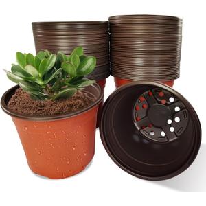 100 Packs 8" Plant Nursery Pots Plastic Seedling Starter pot Flower Planter Container Seed Grow Pot with Drainage Hole for Indoor Outdoor Garden Suitable for Succulent Seedling Cutting Transplanting