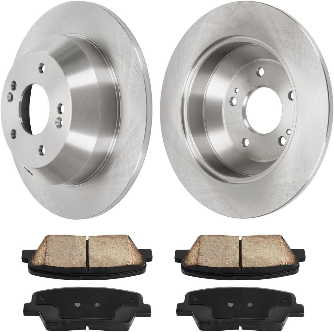Rear Brake Kit Rotors Ceramic Brake Pads for Kia 2011-2014 Sorento, Hyundai 2010-2016 Santa Fe(11.88, 302mm)