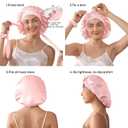 LitBear 100% Mulberry Silk Bonnet for Sleeping Women, 6A 22 Momme, Large Double-Layer Silk Hair Wrap with Tie Band, Non-Slip Turban, Includes Silk Scrunchie (Pink)