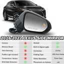 Right Passenger Side Mirror For 2016-2022 Lexus RX350 2018-2022 RX350L RX450h RX451hL Mirrors with Blind Spot Indicator, Heated, Memory, Turn Signal Indicator, Auto Folding, without Camera