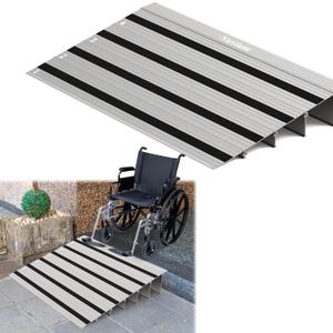 4"H x 34"L Door Threshold Ramp with Fixable Screws, Stable Portable Aluminum Ramp for Wheelchairs, Walkers, Scooters, and Power Chairs