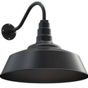 Steel Lighting Co. Large Outdoor Barn Light | Gooseneck Light Fixture | Made in America from 18-Gauge Steel | 20" Dome | 16" Gooseneck Matte Black Exterior/Matte Black Interior