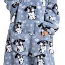 Oversized Wearable Blanket Hoodie for Adults - Extra Long Womens Blanket Sweatshirt (Big Ear Dog)