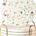 Terrazzo Drink Absorbent Coasters with Holder Set of 6, Ceramic Coaster for Drinks, Coffee Table Decor, Water Absorbing Stone Coaster for Drinks (Marble)