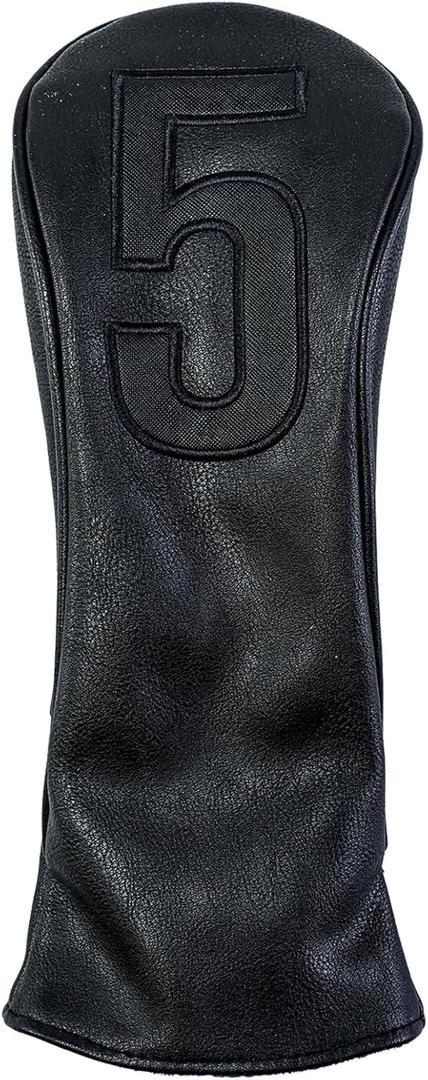 Golf Club Covers  Blackout Leather Driver Headcover, Fairway Wood, 3 Wood, Hybrid, Fits Mallet Blade Putter Head Covers Alignment Stick Cover