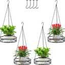 4-Pack Metal Hanging Planters for Outdoor Plants - Heavy Duty Hanging Baskets for Plants Outdoor with Chains and Long Hooks  Aesthetic Hanging Plant Holder for an Instant Indoor Gardening Decor