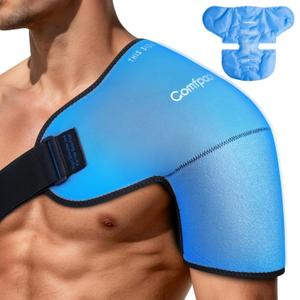 Comfpack Shoulder Brace Ice Pack Wrap for Rotator Cuff and Arm, 3D Gel Cold Compression Sleeve for Injuries, Bursitis, Tendinitis, Surgery Recovery, Easy to Put On & Take Off, Gifts (One Size Fits Most)