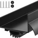 1 Pcs 1-3/4" x 36" U Shaped Aluminum Door Sweep for Bottom of Door with Drip Cap Screw-on Metal Weather Stripping Seal Draft Stopper Threshold for Exterior Front Doors (Black)