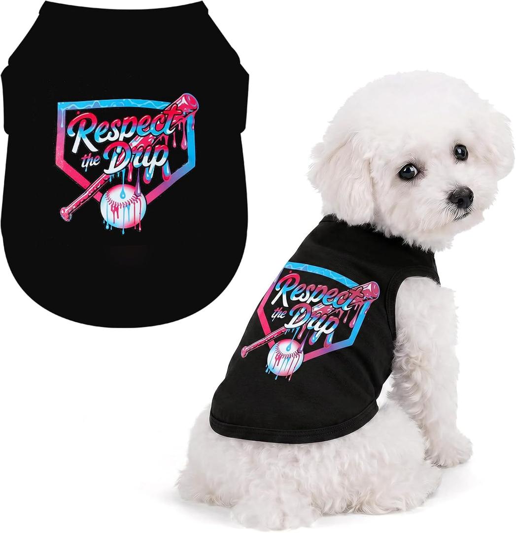 Ice Cream Drip Baseball Dog T Shirt Respect The Drip Pet Apparel Baseball Sport Dog Tank Top Black Dogs Sleeveless Vest Ice Cream Pets Outfit Costume for Small to Medium Dogs and Cats Pets Supplies(M)