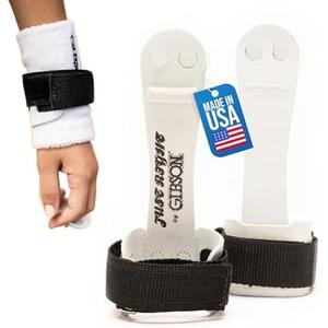 Gibson Athletic Just Right Uneven Bar Gymnastics Grips for Girls - Narrow Fit Leather Hand Grips for Gymnastics Bars - Gymnastics Equipment & Accessories, Made in USA XXS